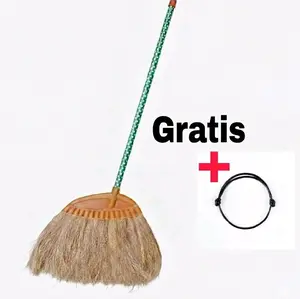 Sapu ijuk sabut kelapa kualitas super tebal dengan pegangan panjang tahan lama untuk kebersihan rumah Anda