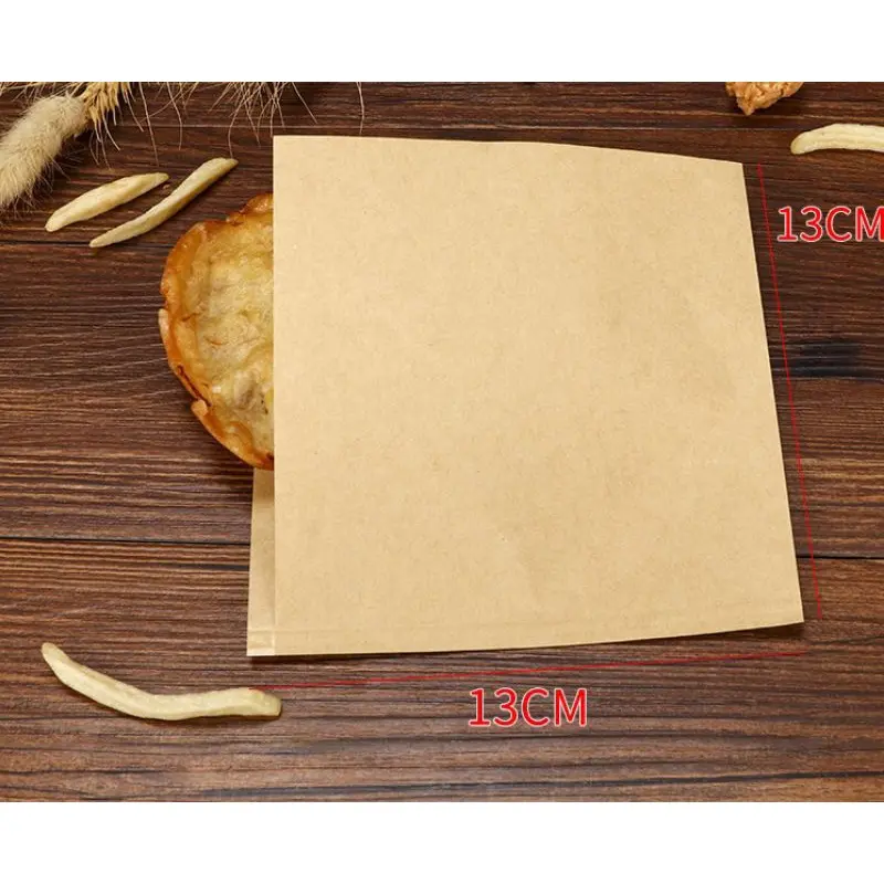 100pcs 13x13cm kertas donut laminasi kertas kue roti gorengan burger paper bag kantong kemasan kue 3