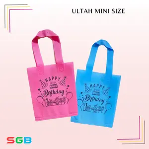 1 LUSIN (12pc) Tas Spunbond Ulang Tahun TALI uk 20x25x8 harga PERLUSIN - Goodie Bag UlTah