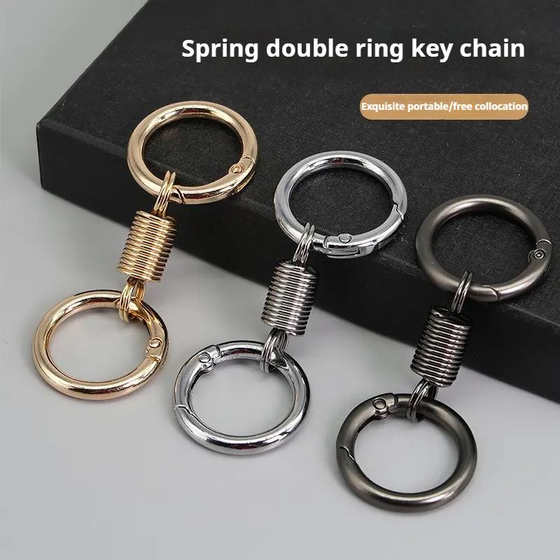 Car keychain spring double ring keychain industrial design personality ...
