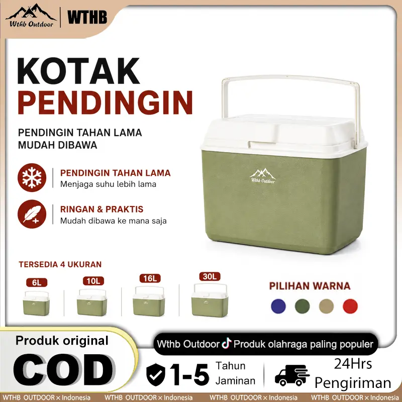 【WTHB】Cooler Box Pendingin Kotak terisolasi 6/10/16/30/40L Container Box Cooler Box Outdoor Ukuran Besar Picnic Cooler Plastik Pendingin Simpan Kotak Tetap Segar