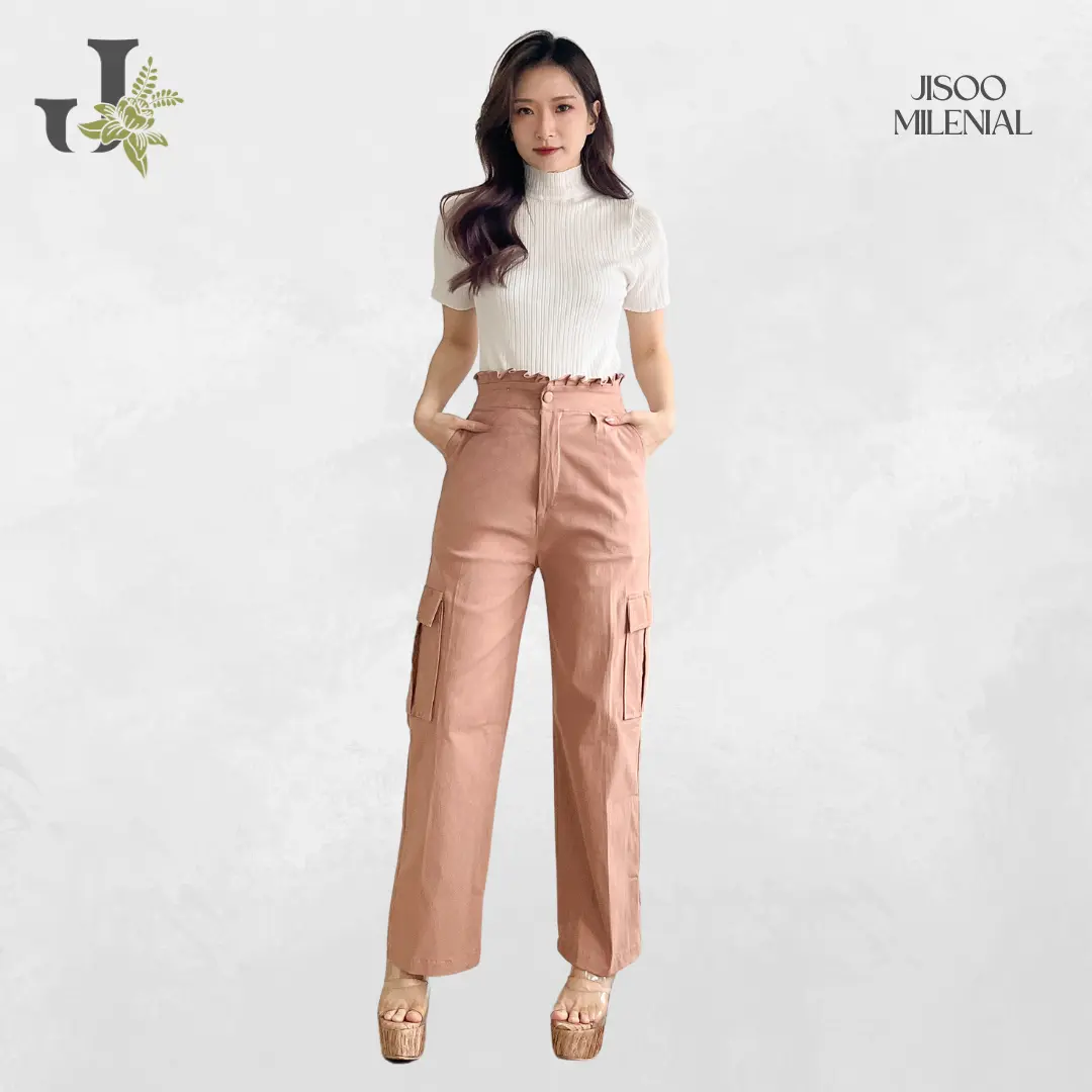 JISOO Celana Wanita Import Soft Jeans Cargo 296 cargo  jeans