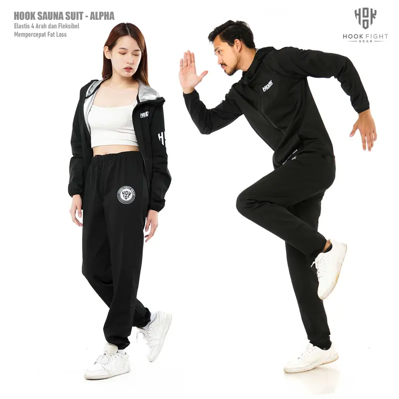 Jaket Sauna Suit Olahraga Baju Jas Pembakar Lemak Elastis Hook 0