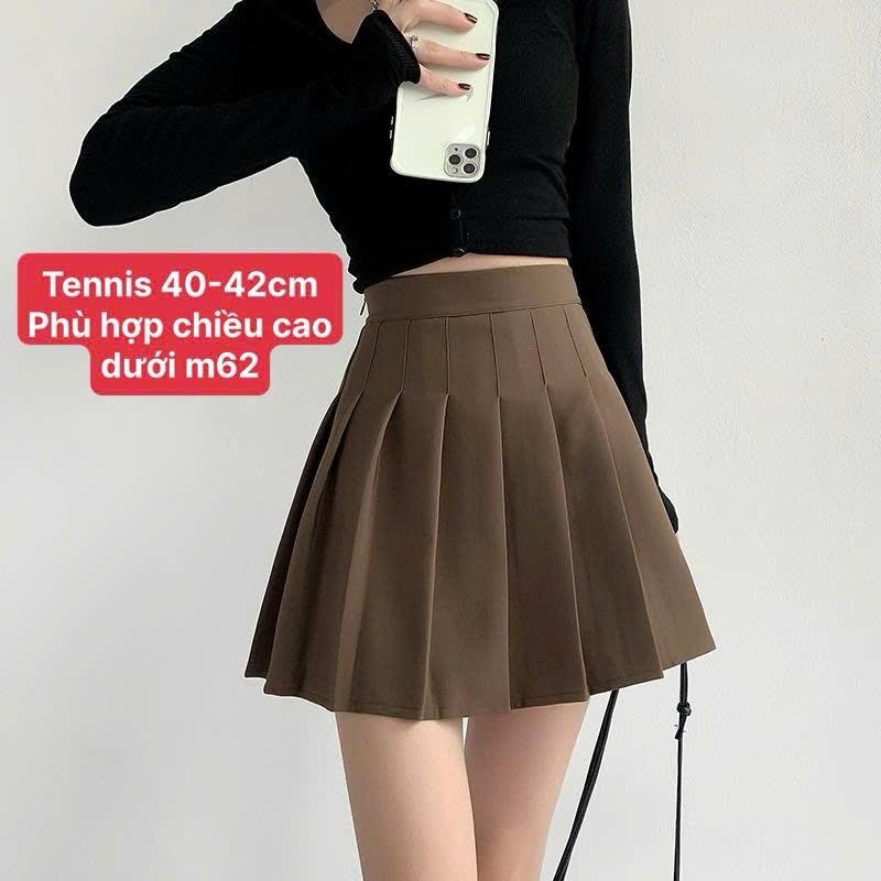 Chân váy xếp ly ngắn 40-42cm chân váy tennis vải 2 biên KHÔNG TÚI KHÔNG CO GIÃN Nữ Khuy khóa kéo boho