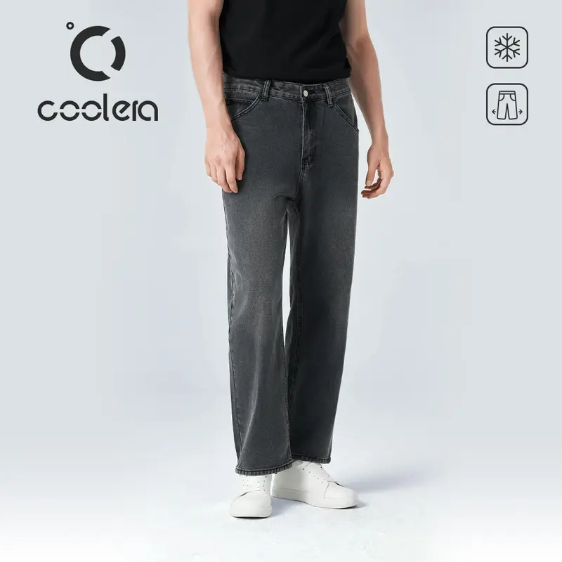 （Beli satu gratis satu）Coolera Celana Jeans Pria Panjang Biru Basic Reguler Premium Straight Pants Hitam Fit Dewasa 5