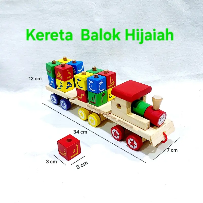 Mainan edukasi anak-Kereta kayu-mainan balok hijaiah bongkar pasang Hadiah 4