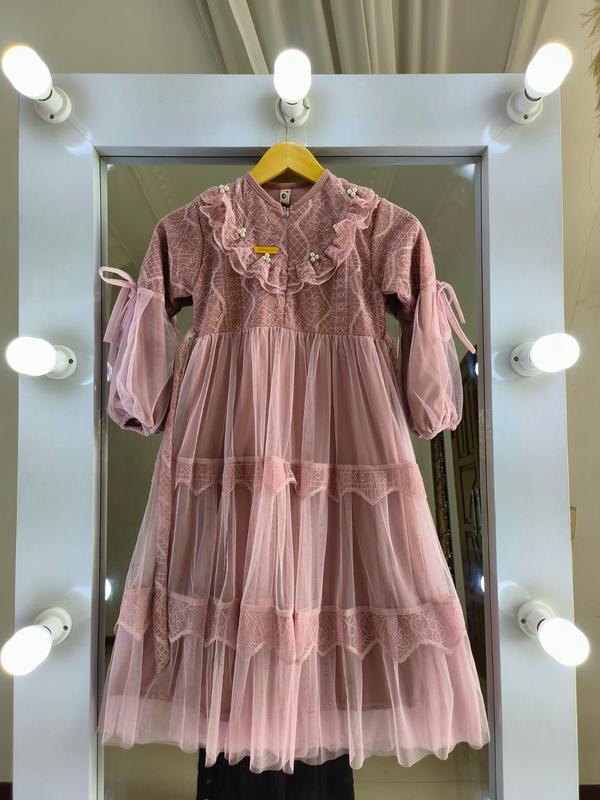 Gamis anak hilya perempuan mewah dress anak mix brokatt tile premium terbaru viral 1