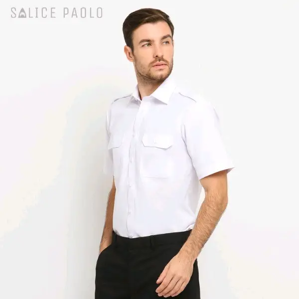Kemeja Pria Salice Paolo/Polo Alessandro Lengan Pendek Kantong Dua Pangkat 2