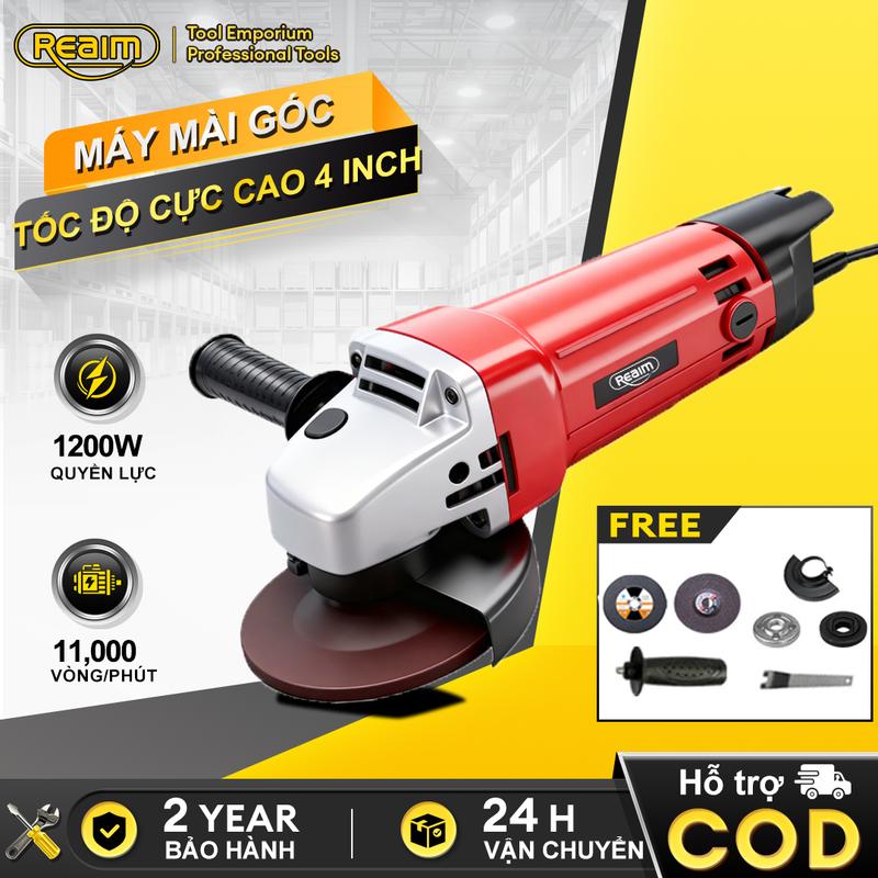 Máy mài góc điện REAIM 4 inch Máy cắt đa năng Máy mài và đánh bóng cầm tay công suất cao Máy mài góc di động