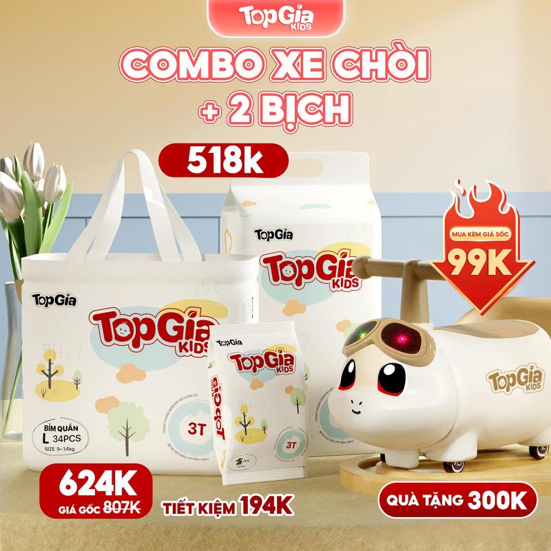    LIVE HCM - TẶNG XE CHÒI   2 BỊCH Tã Bỉm cho bé bỉm TopGiaKids pH < 7 ngừa hăm đai chun đệm mây mềm mại co dãn 4 chiều thấm hút bề mặt khô thoáng size S đến XXXL cho bé từ 4-20kg kem  bỉm   BO  