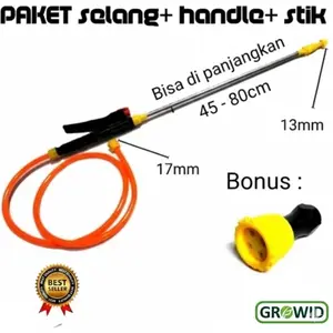 GROWID Stik Sprayer Elektrik Paket Lengkap Stik Semprotan Hama Selang Handle Bisa Dipanjangkan 45-80cm 13mm 17mm