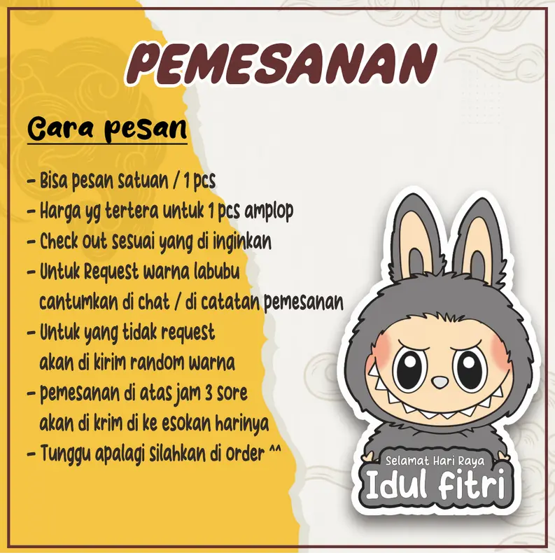 AMPLOP THR KARAKTER LABUBU LUCU BISA REQUEST WARNA 2