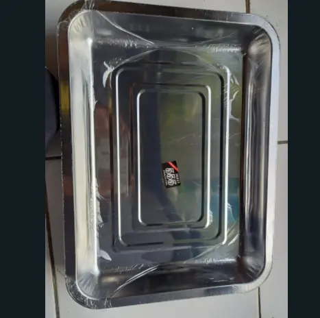PROMO 3 Pcs Nampan Stainless Kotak 36x27x4 cm / Nampan Murah - Best Quality 2