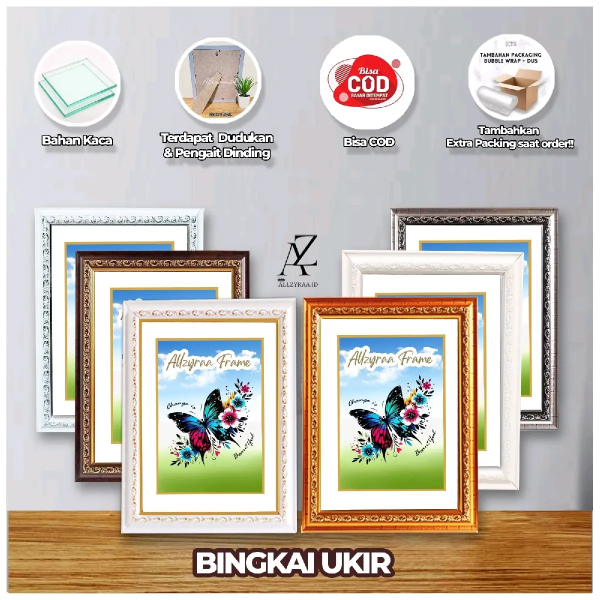 BINGKAI KACA UKIR 20X25CM 10R/8R FIGURA MURAHH PIGURA || FRAME LANGSUNG KIRIM