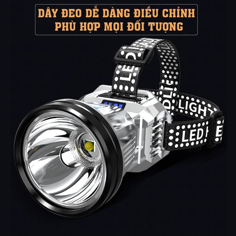 Đèn pin đội đầu siêu sáng có thể làm sạc dự phòng.