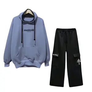 Hoodie Setelan Dan Celana  Cargo Panjang Pria Wanita Distro Stelan Sweater Celana Cargo Bahan Fleece Brend Bandung Bahan Lembut Tebal Adem Warna Abu Paralon Outfit Skena 1 Set Oversize Unisek Jumbo Terlaris Top No 1 Dibandung 2025 Polos Katun Hitam Unisex