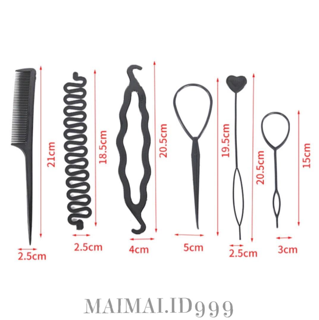 MAIMAI 6pcs SET Alat Kepang Sanggul Rias Penata Rambut / Alat Keriting Hair Styling Tools