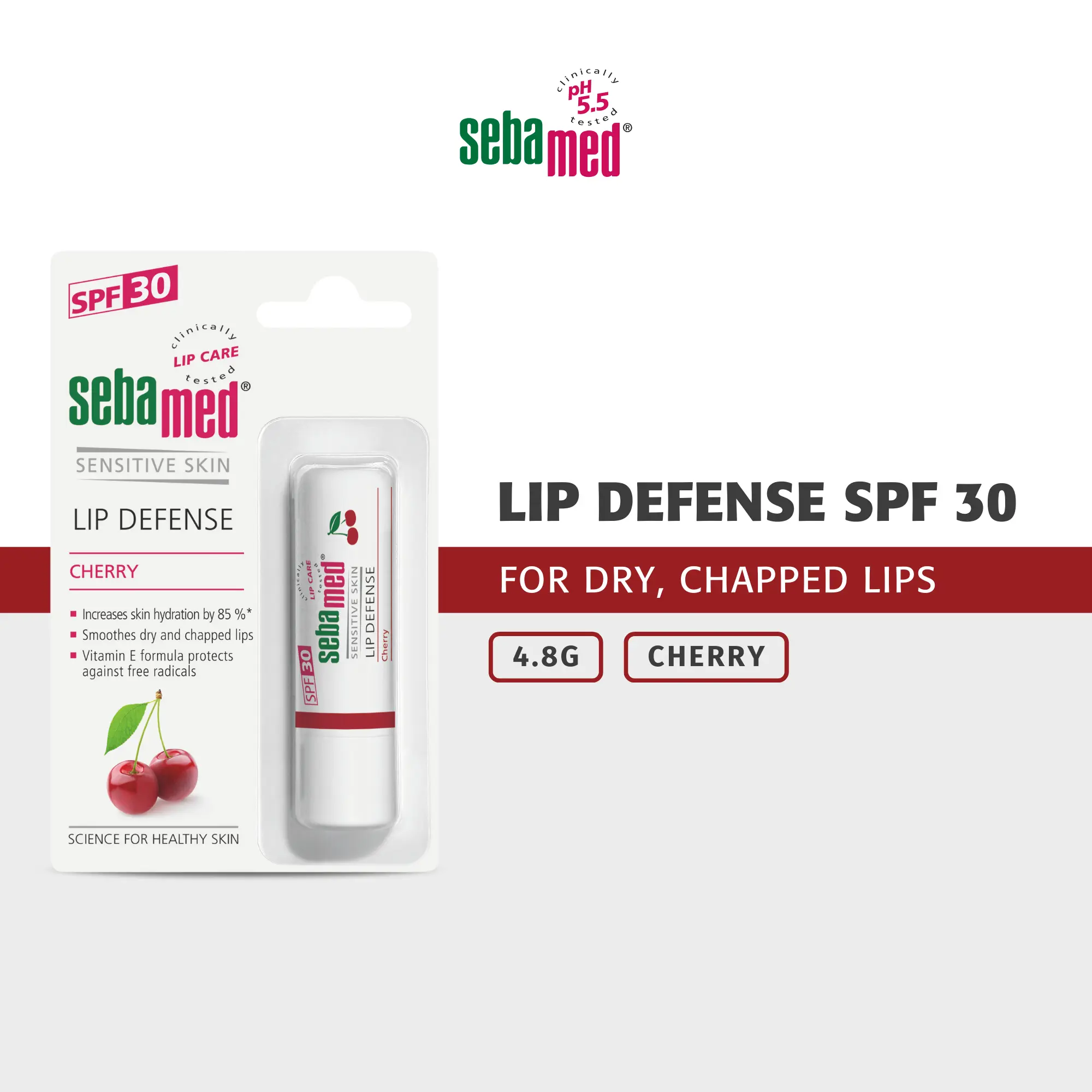 Sebamed Lip Defense SPF 30 4.8g - Cherry