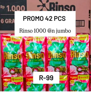 Paket Jumbo rinso  42 Pcs Kemasan 1000 An Warna Random Anti Bakteri - Cairan, Pembersih