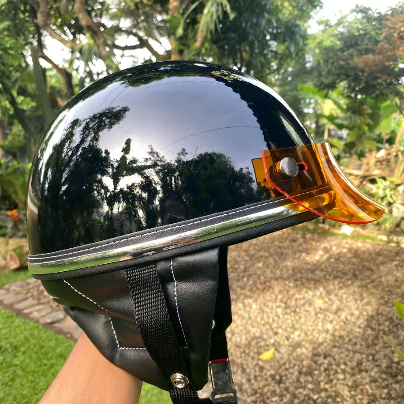 Helm Chip Vintage Hitam Polos Custom untuk Motor - Motorcycle 5