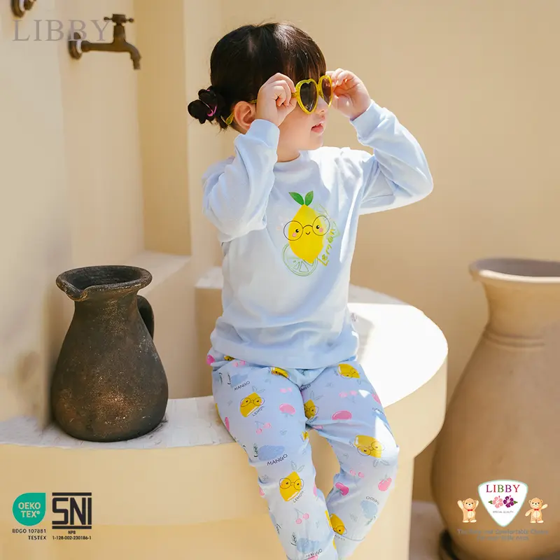LIBBY Setelan Bayi & Anak Panjang Celana Panjang Cotton Rib Girl Anak Perempuan 0-5 Tahun (1 Stel) - Oblong Cotton Tipis | Giggles Groove | Safari & Surf 6