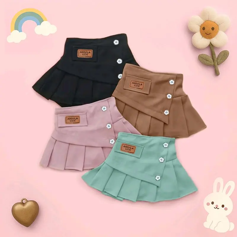 Arsyila kids Oneset Queen Setelan Anak Perempuan 8bulan-8tahun Fashion Kaos Combad 30s Model Crop Top & Rok Semiwol Lembut 8