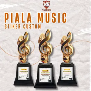 Piala Akrilik Music | Custom Sticker + Tatakan Souvenir Lomba Nyanyi & Karaoke