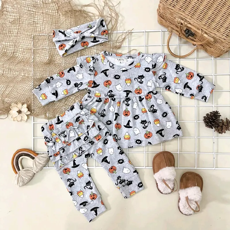 NCC- Usia New Born - 18 bulan Setelan Panjang Baby Perempuan ISVARA Free Headband Oneset Baju lengan panjang bayi Cewek Katun Bunga 1