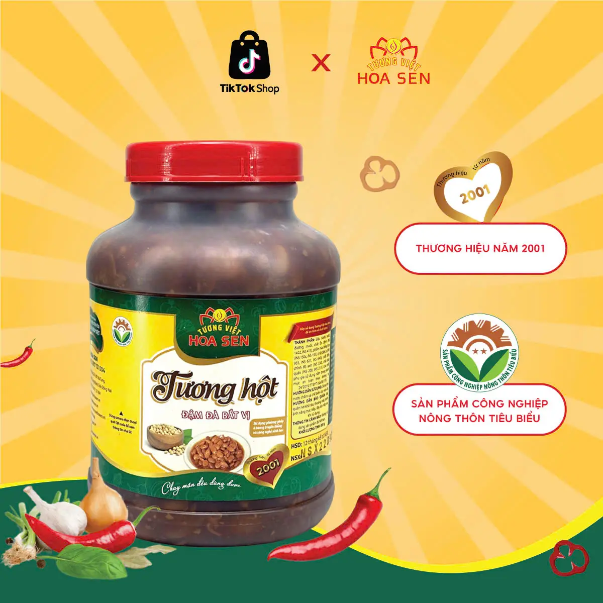 Tương hột xâu 850g dùng cho chay và mặn-Tương Việt Hoa Sen