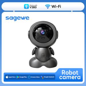 SAGEWE กล้องอัจฉริยะ, โทร, พร้อมหน้าจอ LCD, วิดีโอคอล, มุมมองโทรศัพท์, เสียงสองทาง, จอภาพเด็ก, การตรวจจับ, ไร้สาย, กล้องวงจรปิดในร่ม, HD 1080P, การมองเห็นได้ในเวลากลางคืน, กล้องรักษาความปลอดภัย Ip, ขายแฟลช