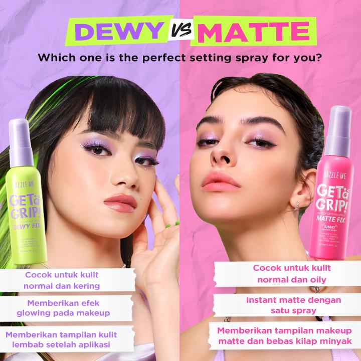 [POPBELA Best Setting Spray 2024 Winner] DAZZLE ME Get a Grip! Makeup Setting Spray Dewy Fix Beauty Protecting 4 X Hydrating Makeup Mist Flawless Lightening Primer Water Tahan 24 JAM 6