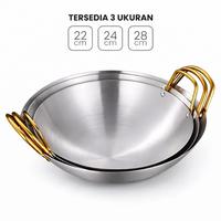 Gambar COD Wajan Motif Mini stainless Gold/Penggorengan Motif Mini Stainless Gold/Panci besi tempa buatan tangan kuno bertelinga ganda untuk koki hotel dengan panci masak rumah tangga alas bulat wajan penggorengan tumis komersial tanpa lapisan/wajanA - Silver 22 CM wajan dari LYBH OFFICIAL STORE Kab. Tangerang 5 Tokopedia