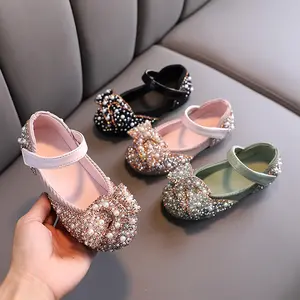 SIZE 21-36 Sepatu Pesta Flat Anak Perempuan Motif Pita Muitiara Elegant Import - NB054