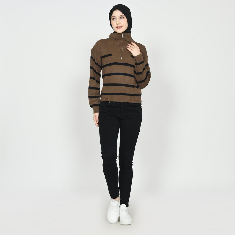Product Introduction of (Produk Baru) Outer Blouse Rajut Wanita Zipper Crop Top  Korean Style Bahan Lembut Premium 44