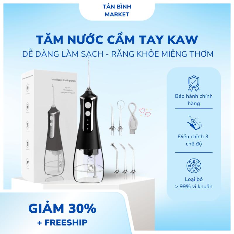 Máy tăm nước Kaw - 3 Chế Độ Dung Tích 300ml Pin 1200Mah Kèm 5 Đầu Vòi Phun Nam & Nữ floss tam nuoc men & Women
