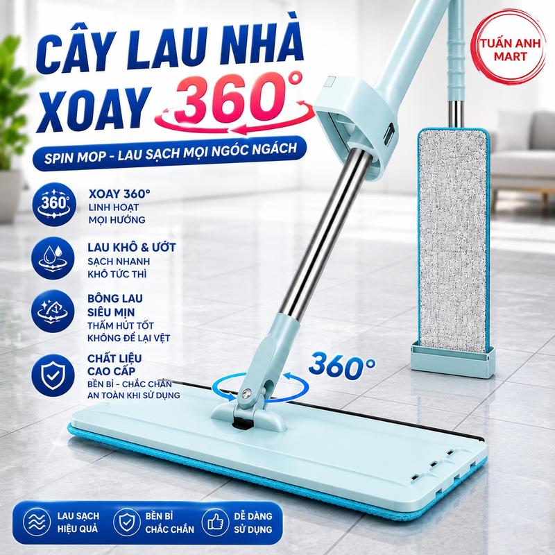 Chổi lau sàn, cây lau nhà xoay 360 độ Spin Mop