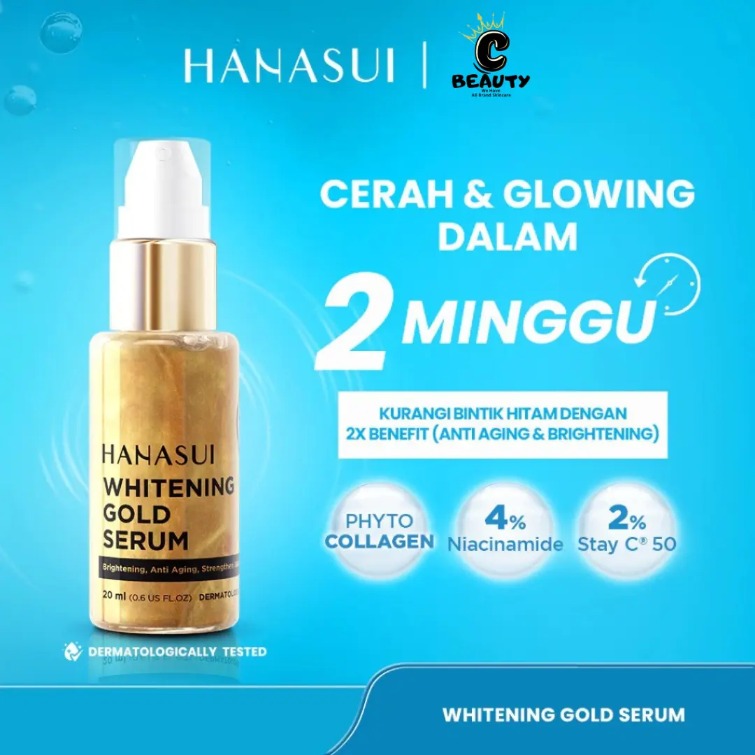 Hanasui Whitening Gold Serum - Cerah & Glowing Kurangi Bintik Hitam & Lawan Tanda Penuaan 4% Niacinamide & 2% Vitamin C