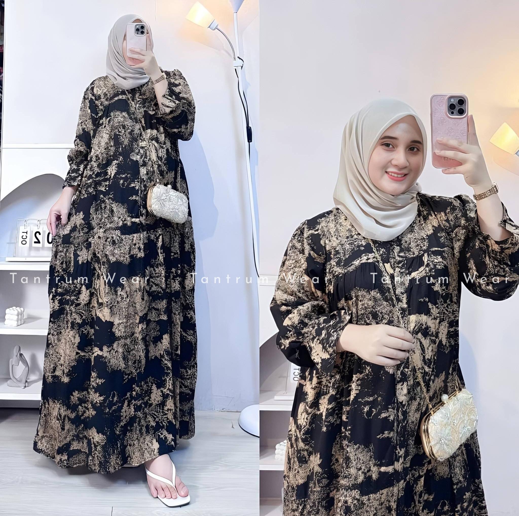 Gamis Leony Rayon Premium Lengan Lonceng Elegan Terbaru