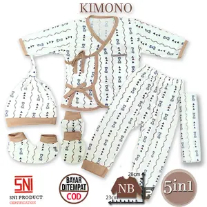 Ummababyshop Kimono 5in1 Baju Bayi Perempuan Laki Perlengkapan Baru Lahir Stelan 0 6 Bulan Celana Bedong Topi Sarung Tangan Kaki Setelan Gift Set Newborn Kado Murah Batik Akikah Aqiqah Graris Promo Diskon Parsel