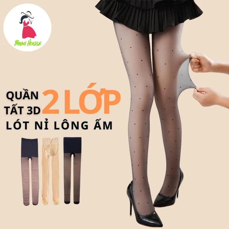 Quần Tất Da Chân 3D Quần Tất 2 Lớp Lót Mỏng và Lót Lông Siêu Ấm Che Mọi Khuyết Điểm Qt6-9