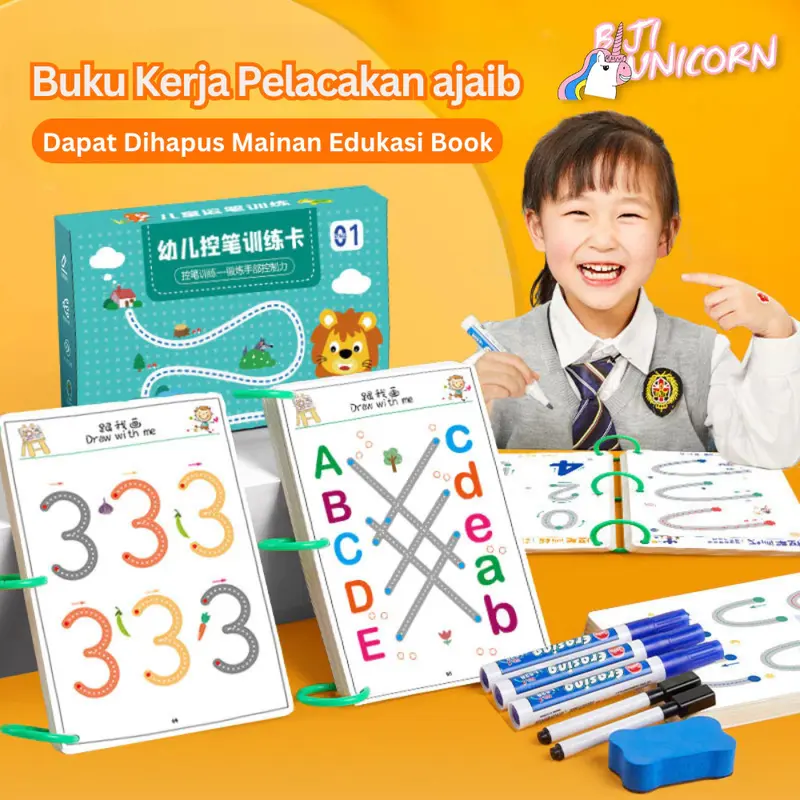 Magical Tracing Workbook ReusableDot To Dot Wipe And Clean Book Dapat Dihapus Mainan Edukasi Menggambar Latihan Menulis Titik Ke Titik Berpikir Reusable Magic Workbook Buku Edukasi Anak Belajar Activity Book 5