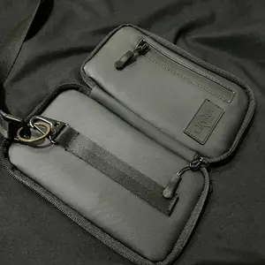 LEVRA Arkana - Dompet Handphone Hitam Multifungsi - Hanging Wallet - Tas Selempang Waterproof Ringan Bahan Bimo Tahan Air  Kartu Uang Pria
