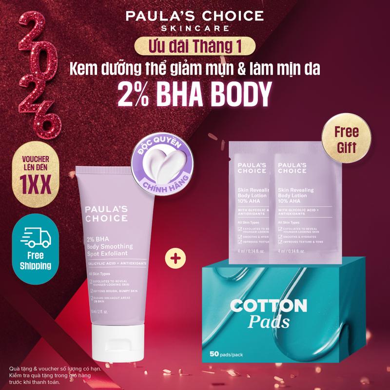 Kem dưỡng thể hỗ trợ giảm mụn và làm mịn da Paula's Choice 2% BHA Body Smoothing Spot Exfoliant 60ml mã 5706