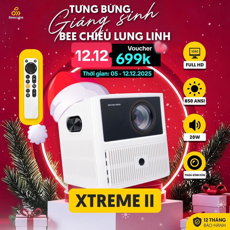  BEECUBE KA  Máy Chiếu Mini Cao Cấp Beecube XTREME II - Full HD - Bảo Hành 1 Đổi 1 Trong 12 Tháng Máy Chiếu Tích Hợp Âm Thanh Projector Kem Bluetooth 