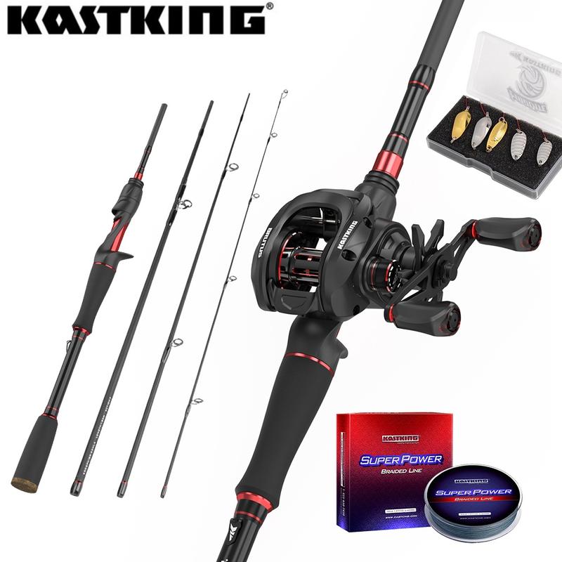 Bộ Câu Cá, KastKing Brutus Cuộn Câu Ngang Cầm Tay Và Cần Câu, Bộ Mồi Câu 5 Chiếc, Với Dây Bện, Thích Hợp Cho Câu Cá Biển