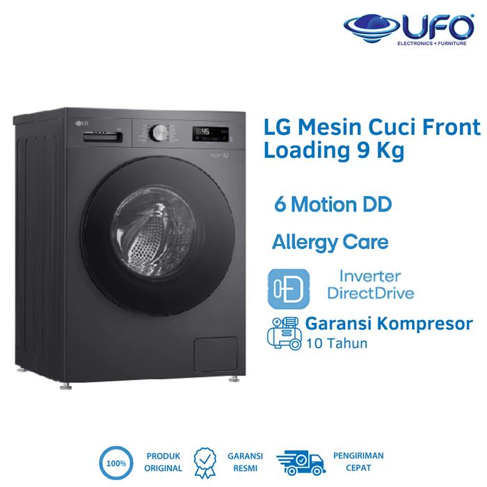 Gambar Mesin Cuci LG Front Load 9kg - 6 Motion DD - Allergy Care - Smart Diagnosis Black FB1209S5M - Unit Only dari UFO Elektronika Kota Surabaya Tokopedia