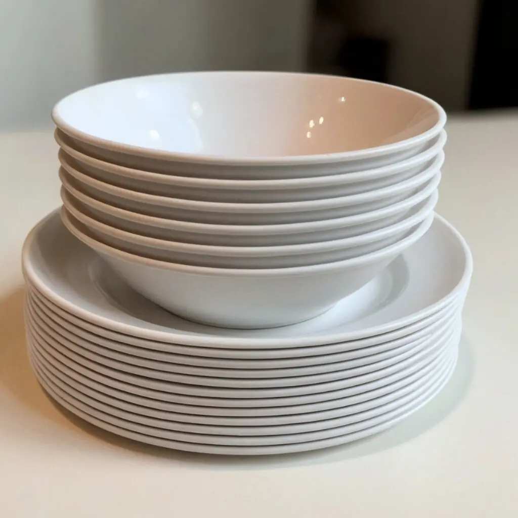 [12 pcs] Piring + Mangkok Plastik Tebal Mie Bakso Ramen Jepang Set