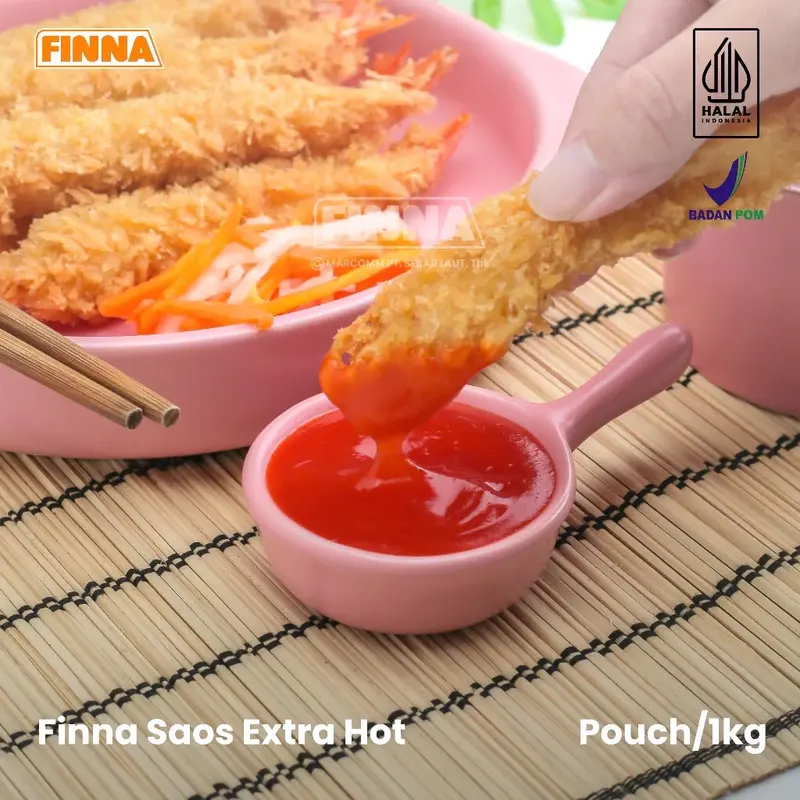 Saos Sambal Extra Pedas Finna 1kg - Cocok untuk Ayam Goreng, Lumpia, Dim Sum, Martabak, dan Gorengan Lainnya - Bahan, Tomat, Botol, Lada bangkok uleg sao s kemasan 4