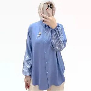 Kemeja Livya Motif Bordir Bunga Rayon Adem Premium Nyaman