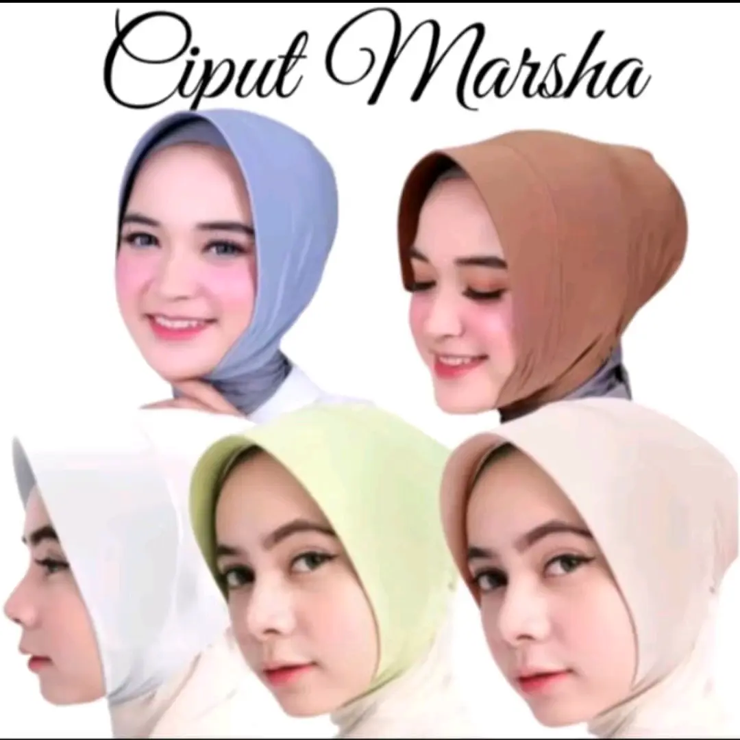 Ciput Topi Marsha Pad Antem/Ciput Non Cepol inner jersey Jilbab Kerudung toko whitte-black cipu thijab